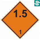 Naklejki ADR Podklasa 1.5 Materiały bardzo mało wrażliwe stwarzające zagrożenie wybuchem masowym 100 x 100 mm