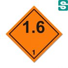 Naklejki ADR Podklasa 1.6 Przedmioty skrajnie niewrażliwe, które nie stwarzają zagrożenia wybuchem masowym 100 x 100 mm