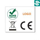 Nalepki RoHS CE Kosz i logo firmy