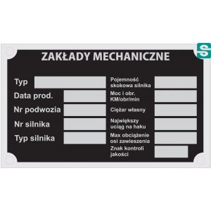 Bezpłatny projekt silnikowej tabliczki znamionowej