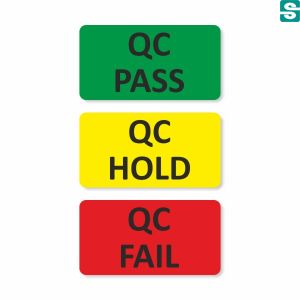 Naklejki QC Pass Fail Hold 64 x 34 mm